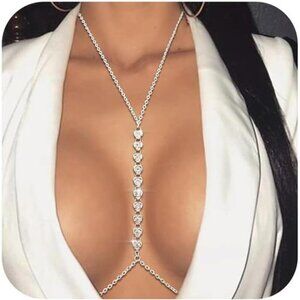 Silver Body Jewelry Summer Beach Rhinestone Body Jewelry Bikini Bra Chain Sexy